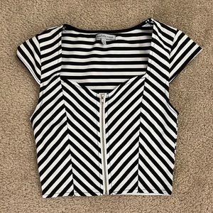 Striped Black & White Crop Top